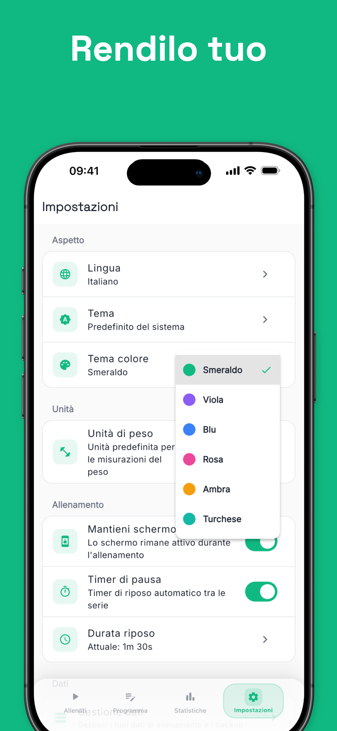 Exercise details with weight and rep tracking