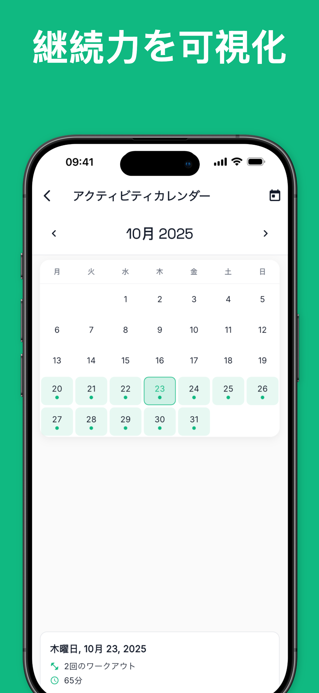 Workout history and progress statistics
