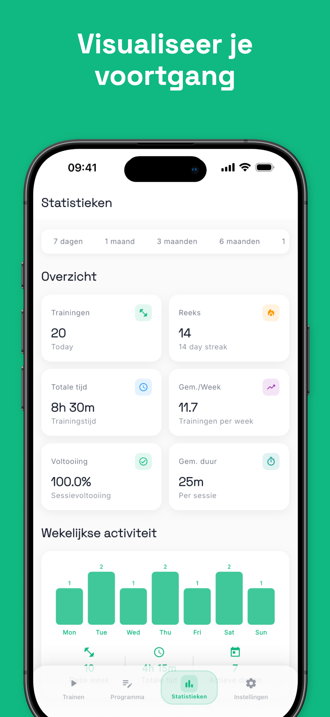 Live workout session tracking with timer and progress