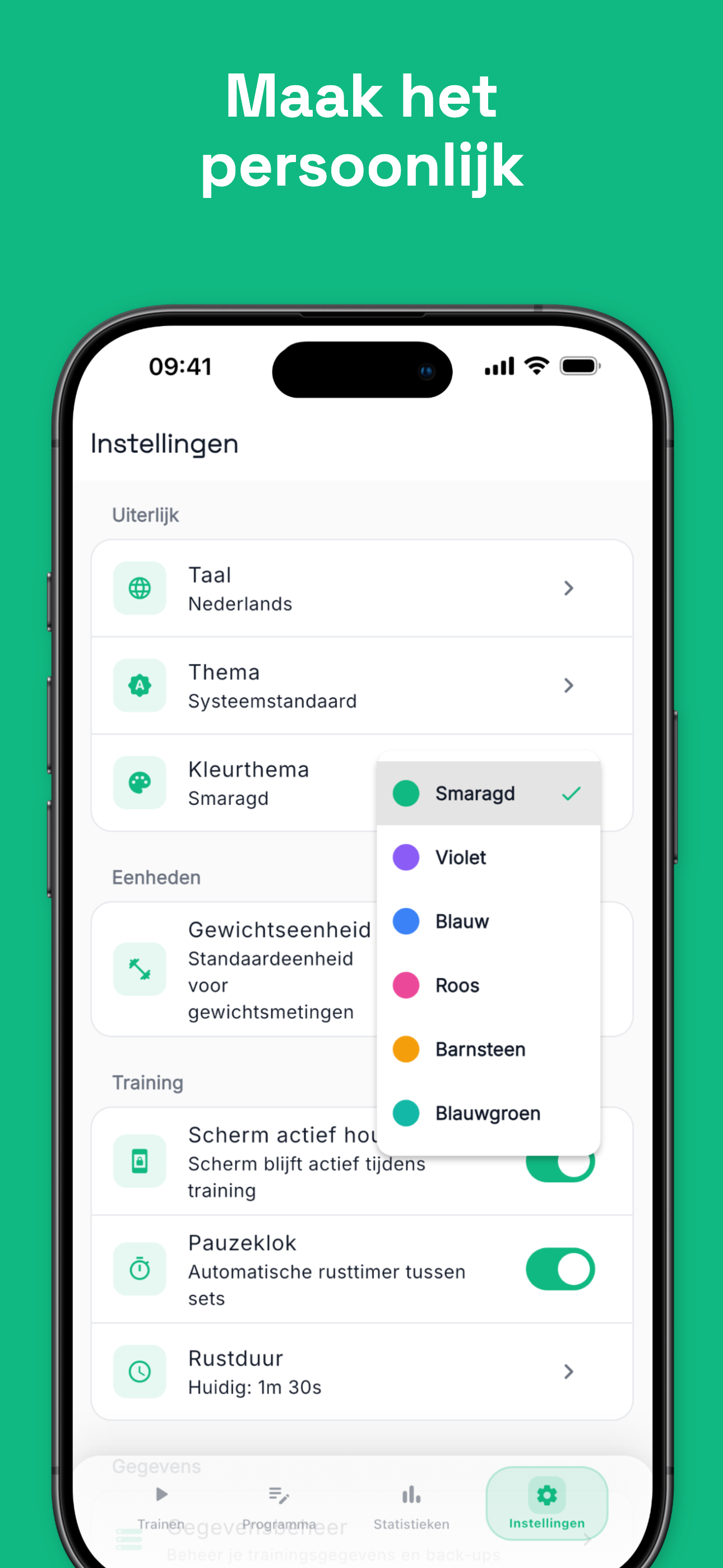 Exercise details with weight and rep tracking