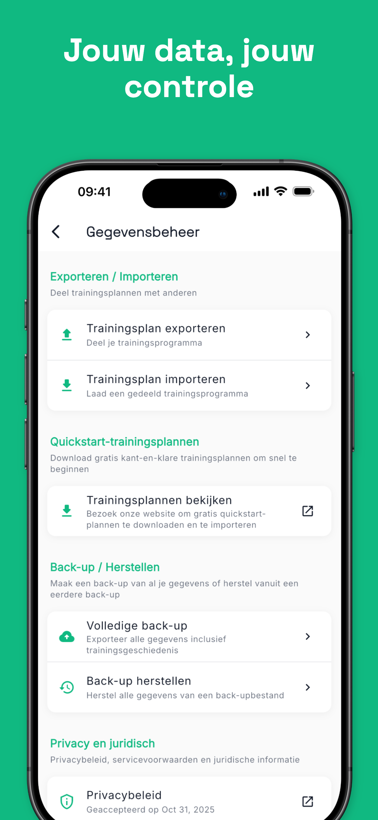 Dark mode interface for comfortable gym use