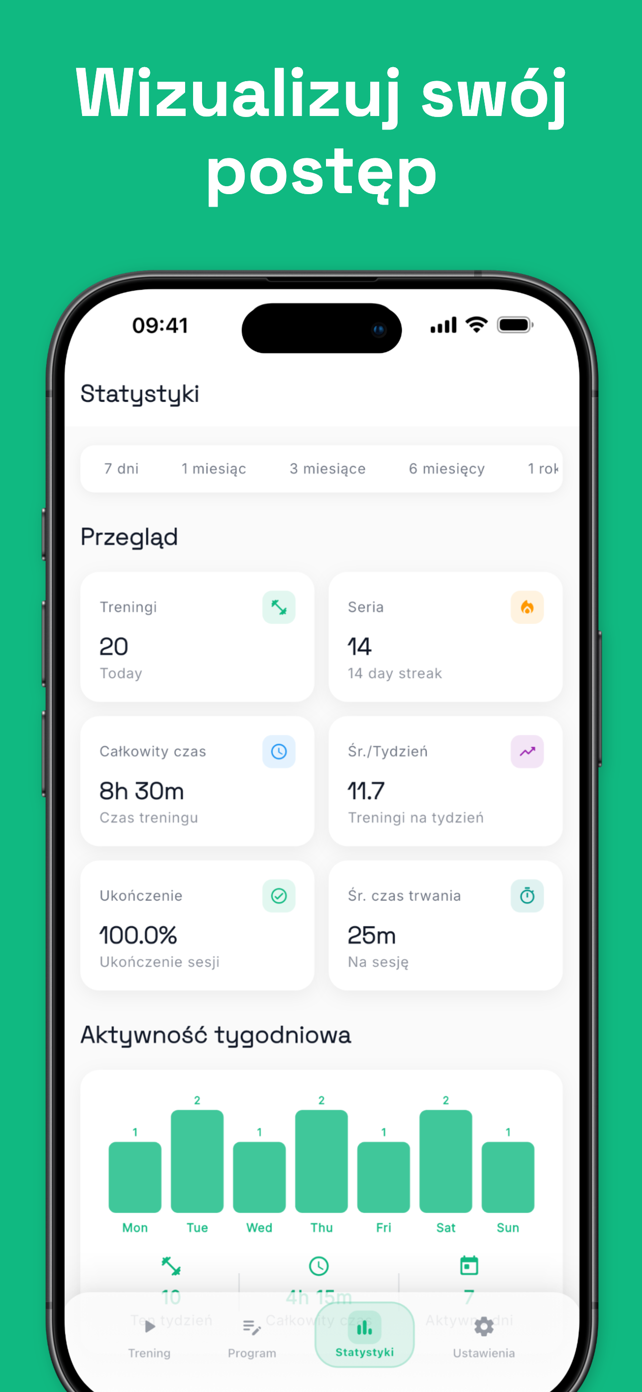 Live workout session tracking with timer and progress