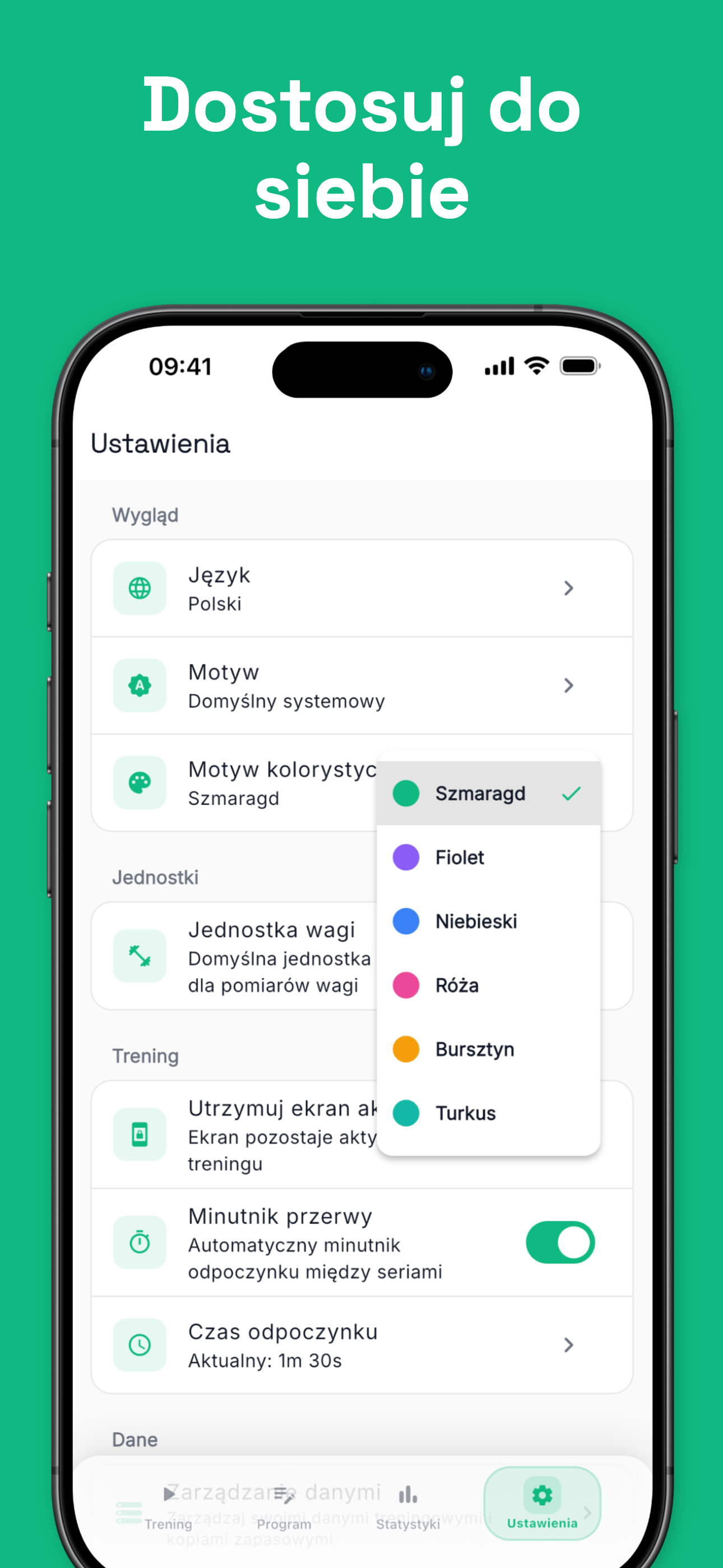 Exercise details with weight and rep tracking