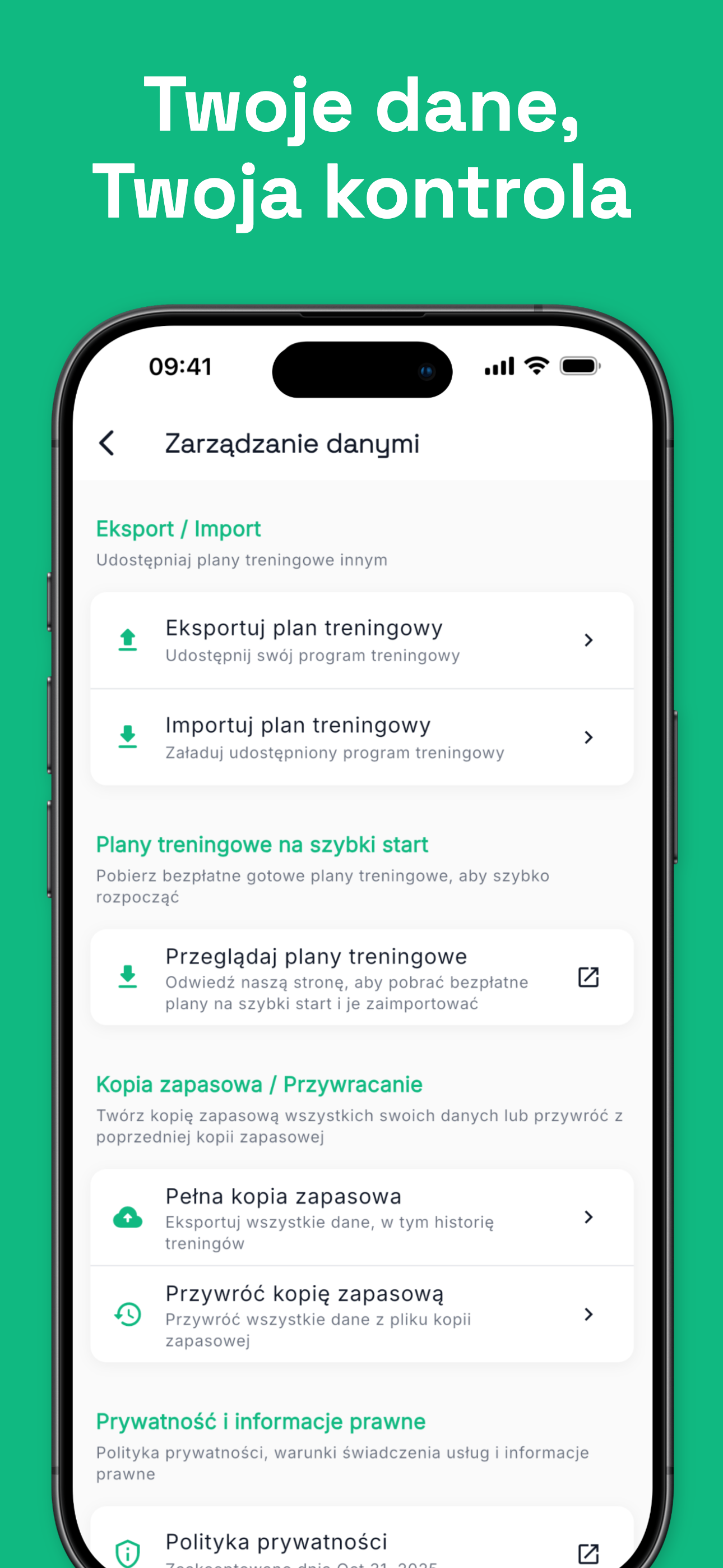 Dark mode interface for comfortable gym use