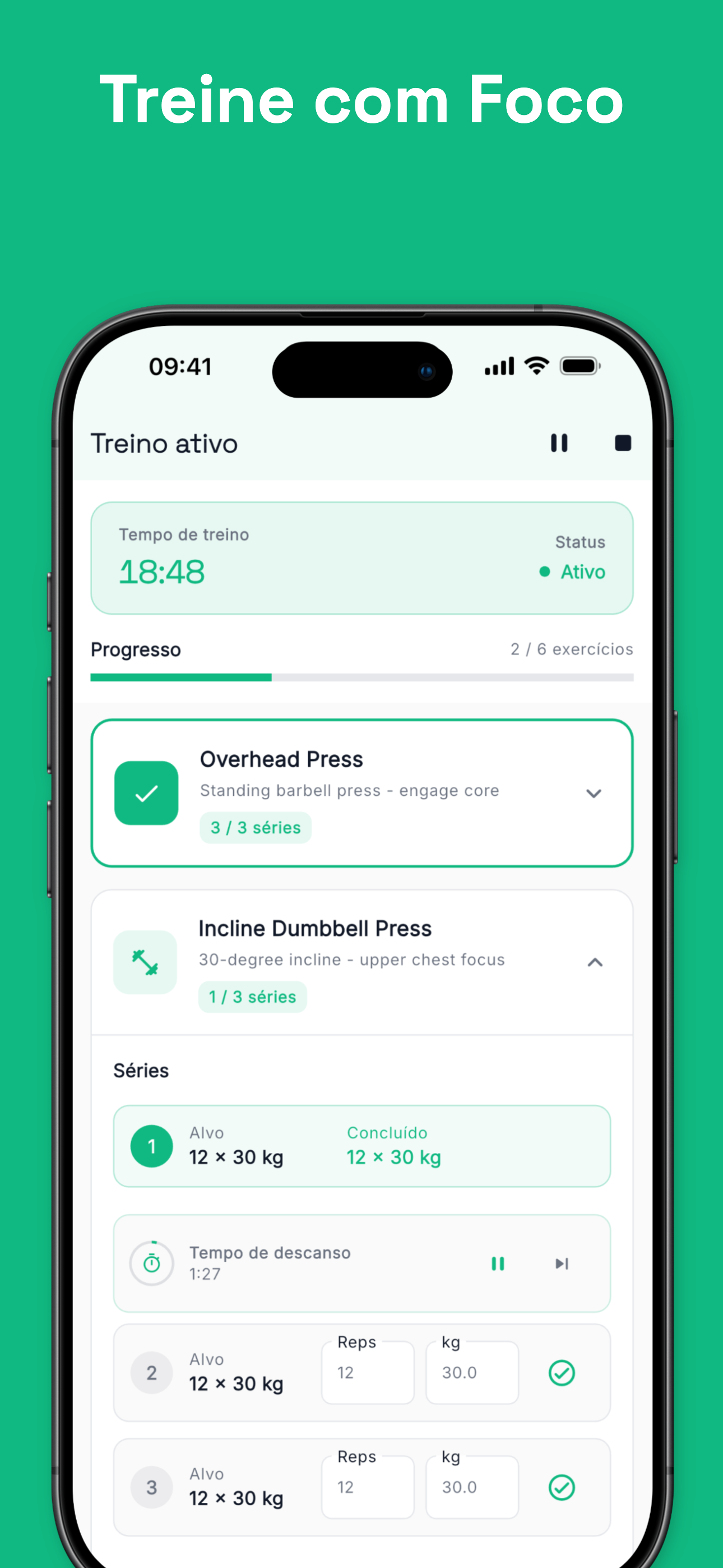 Exercise library with saved movements and templates