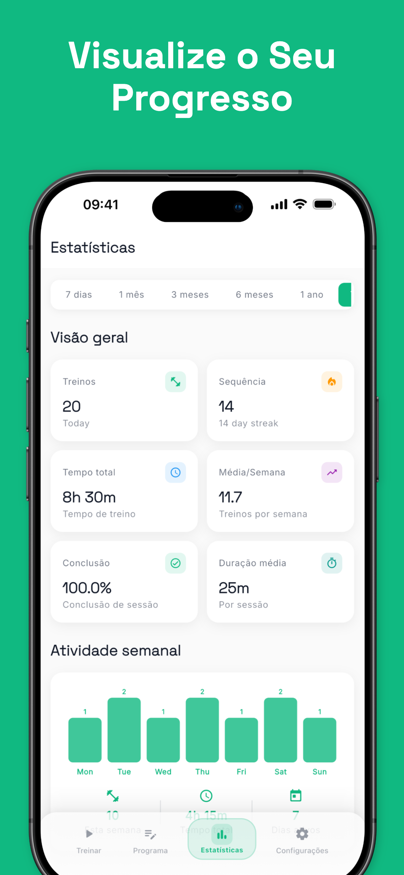 Live workout session tracking with timer and progress