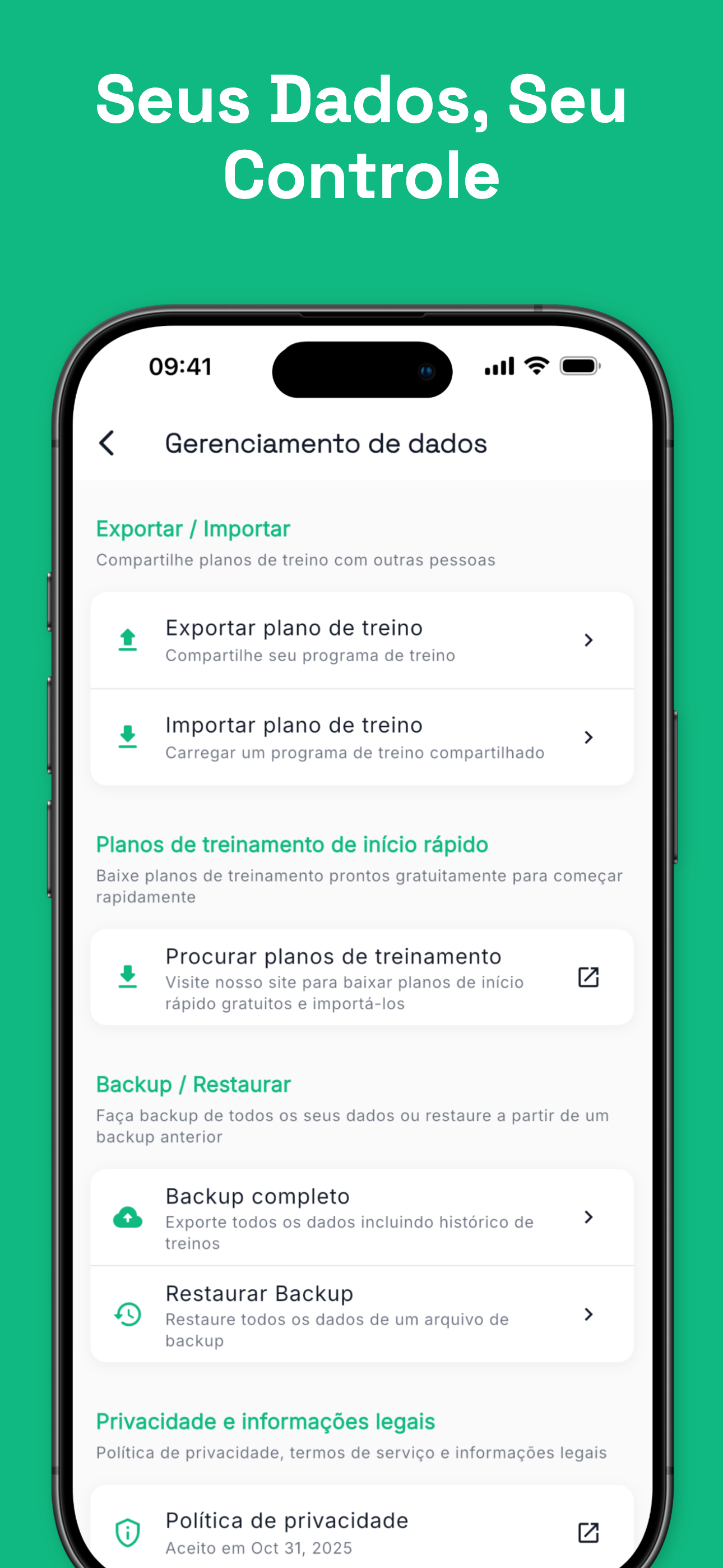 Dark mode interface for comfortable gym use