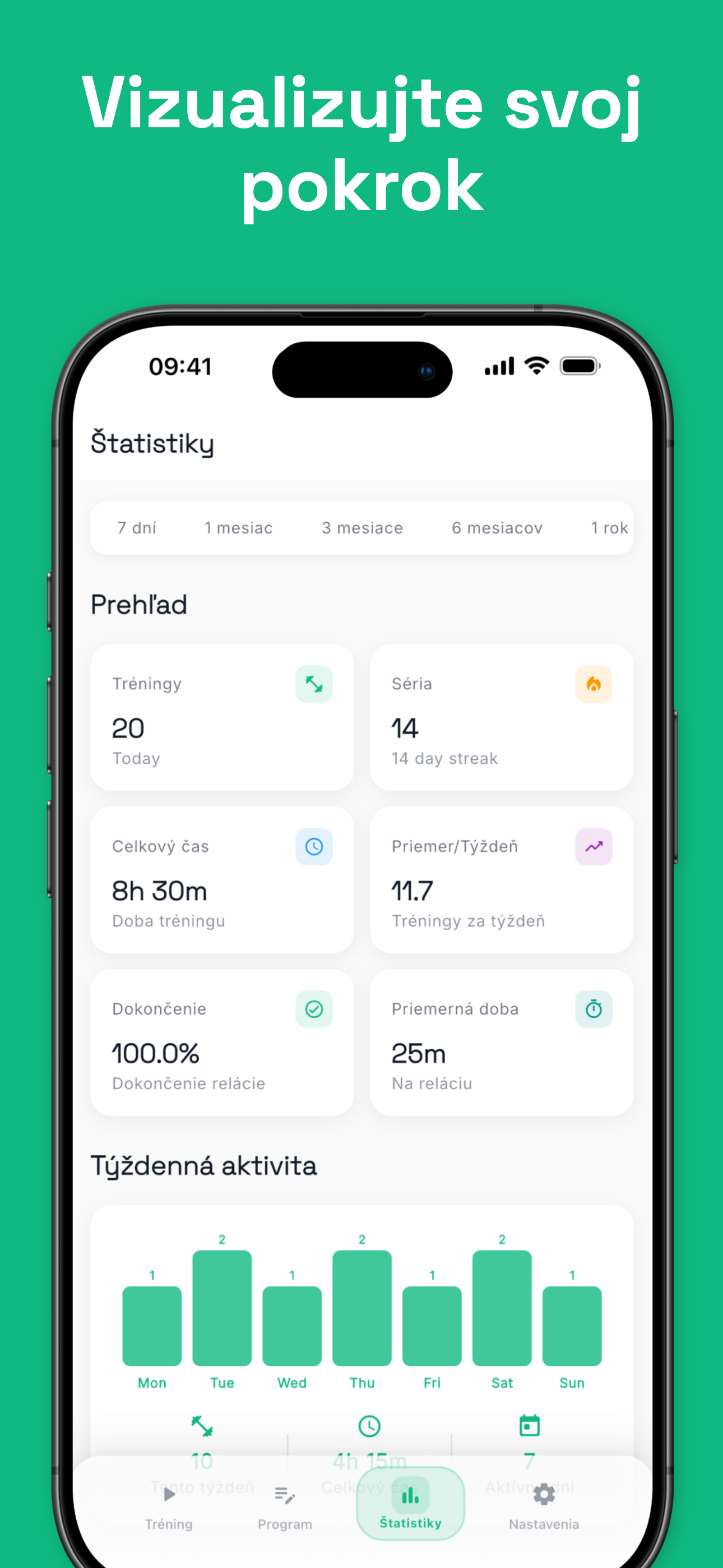 Live workout session tracking with timer and progress