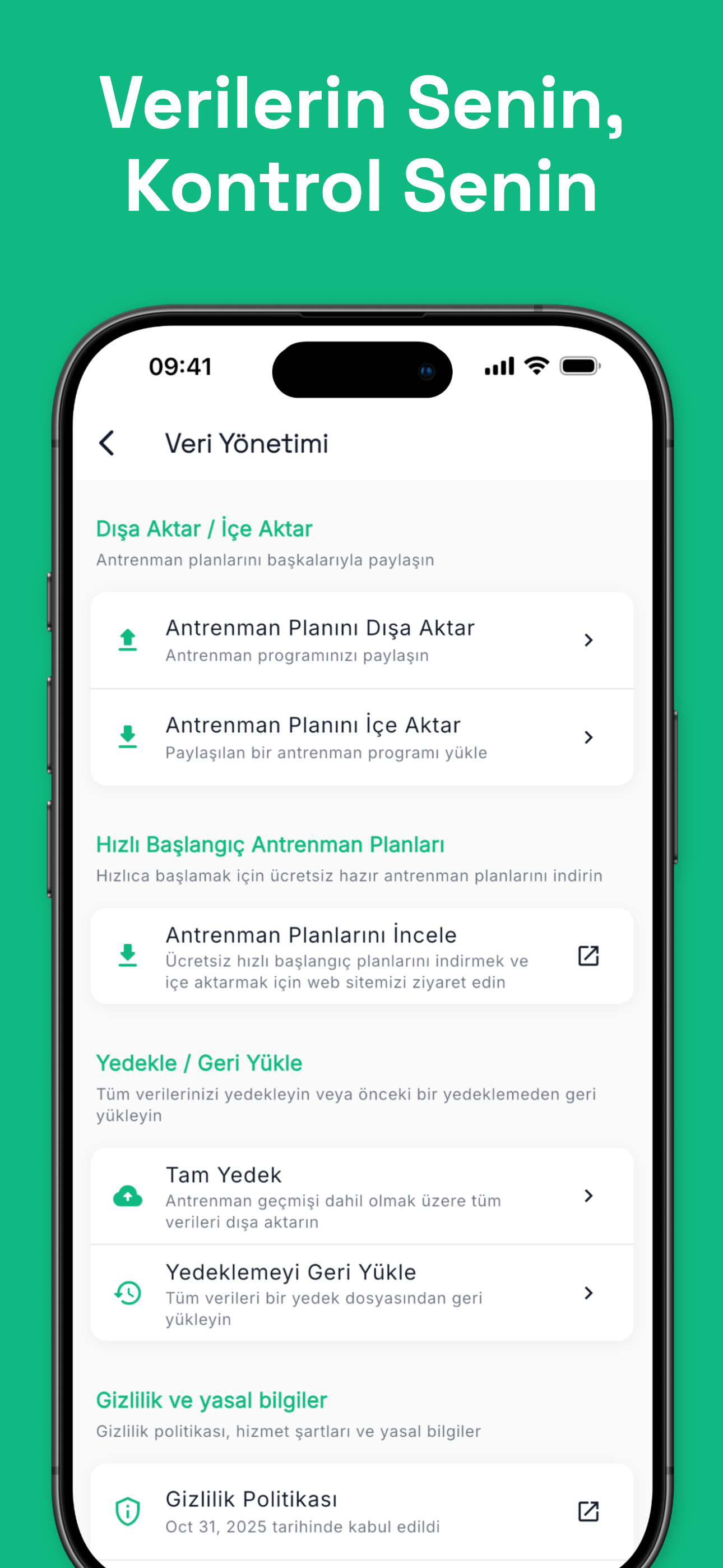Dark mode interface for comfortable gym use