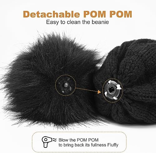 Vue 2 de Bonnet Femme Hiver Pompon