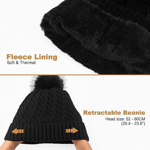 Vue 3 de Bonnet Femme Hiver Pompon