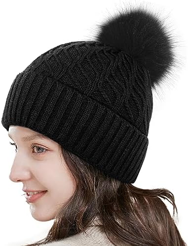 Vue 4 de Bonnet Femme Hiver Pompon