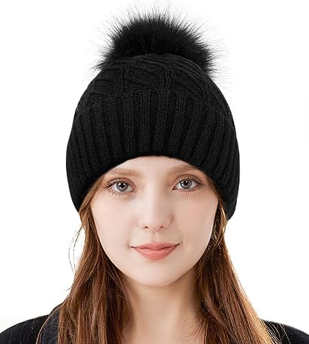 Vue 5 de Bonnet Femme Hiver Pompon