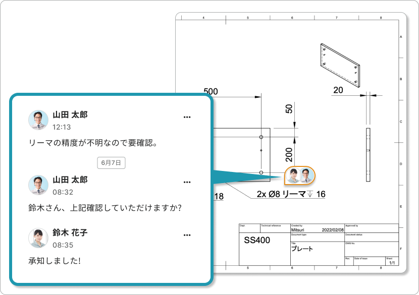 図面に関するやりとりは図面に集約