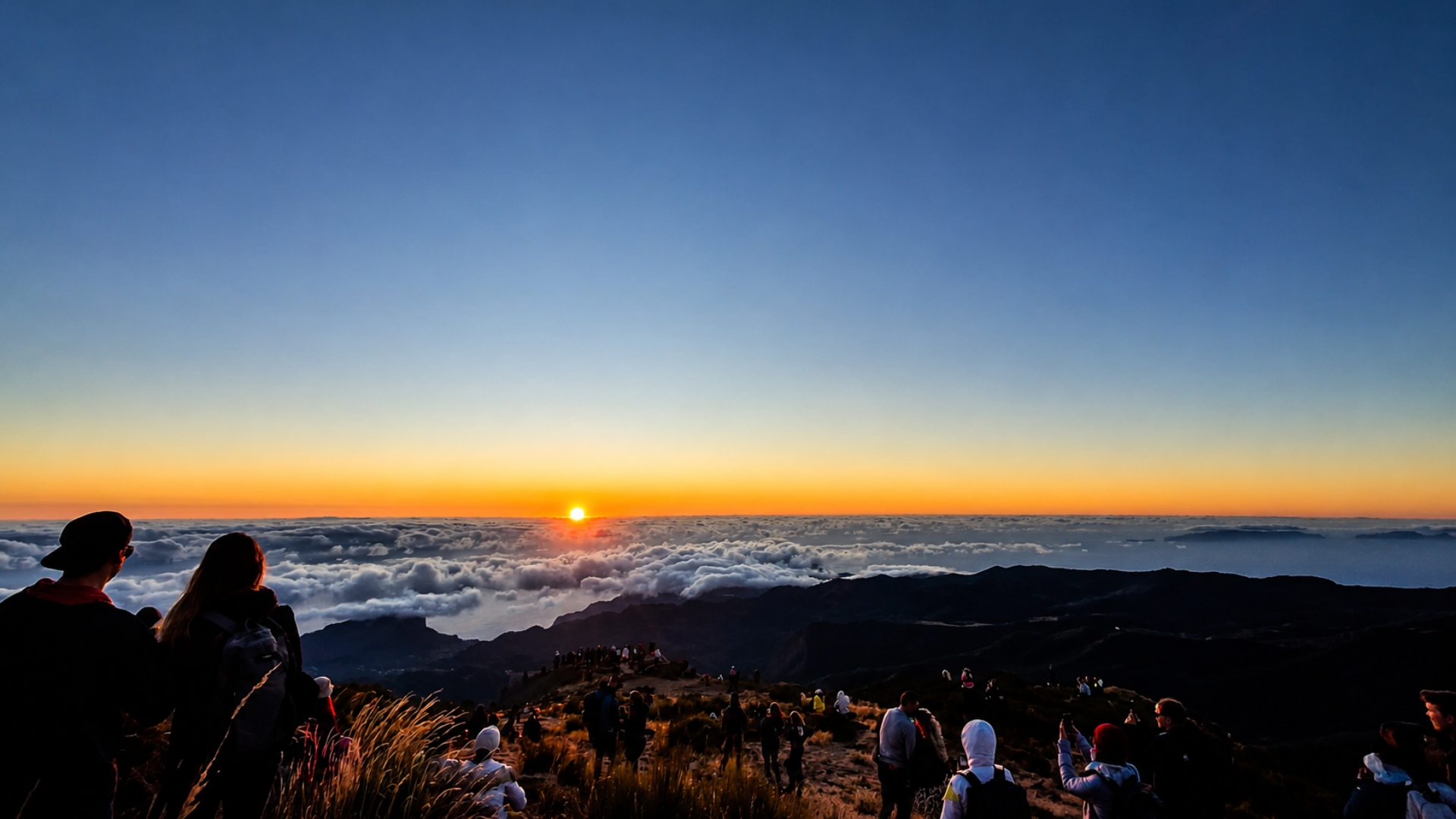 Sunrise over the mountains of Madeira