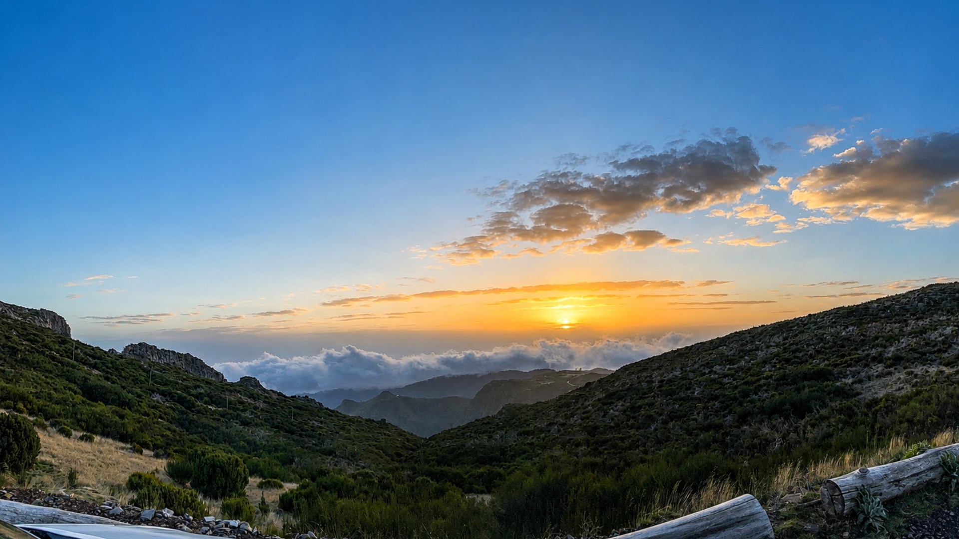 Sunrise over the mountains of Madeira