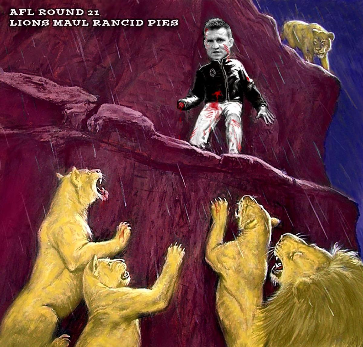 Lions Maul Rancid Pies