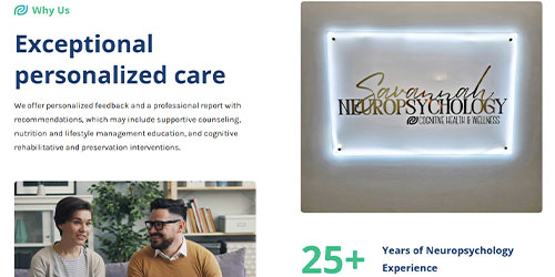 Savannah Neuropsychology screenshot of after web design.