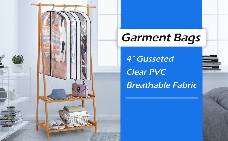 YYDSLEE Clear Garment Bags for Hanging Clothes Storage 4 Gusset