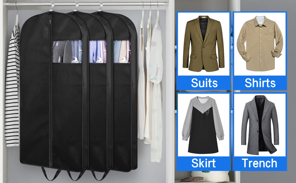 MISSLO 43 Heavy Duty Hanging Garment Bags for Travel Suit Bag for Men–