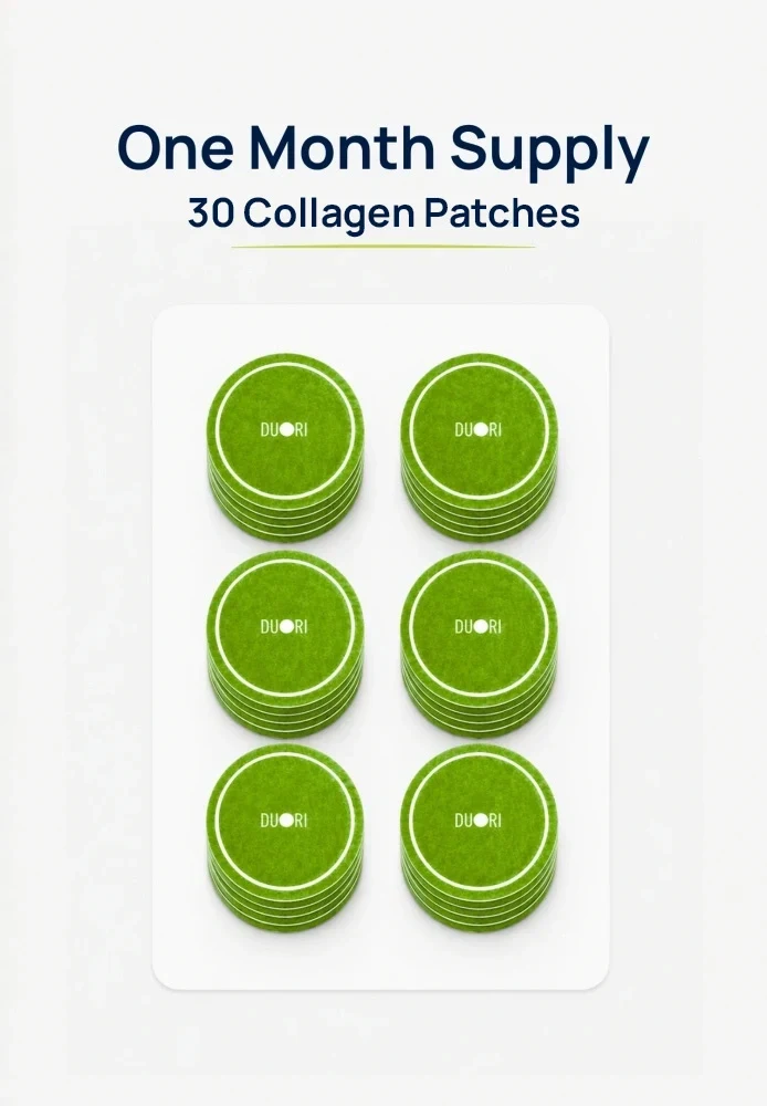 Thirty Duori Collagen Patches displayed as a one-month supply, designed for daily beauty, skin, hair, and nail wellness support.