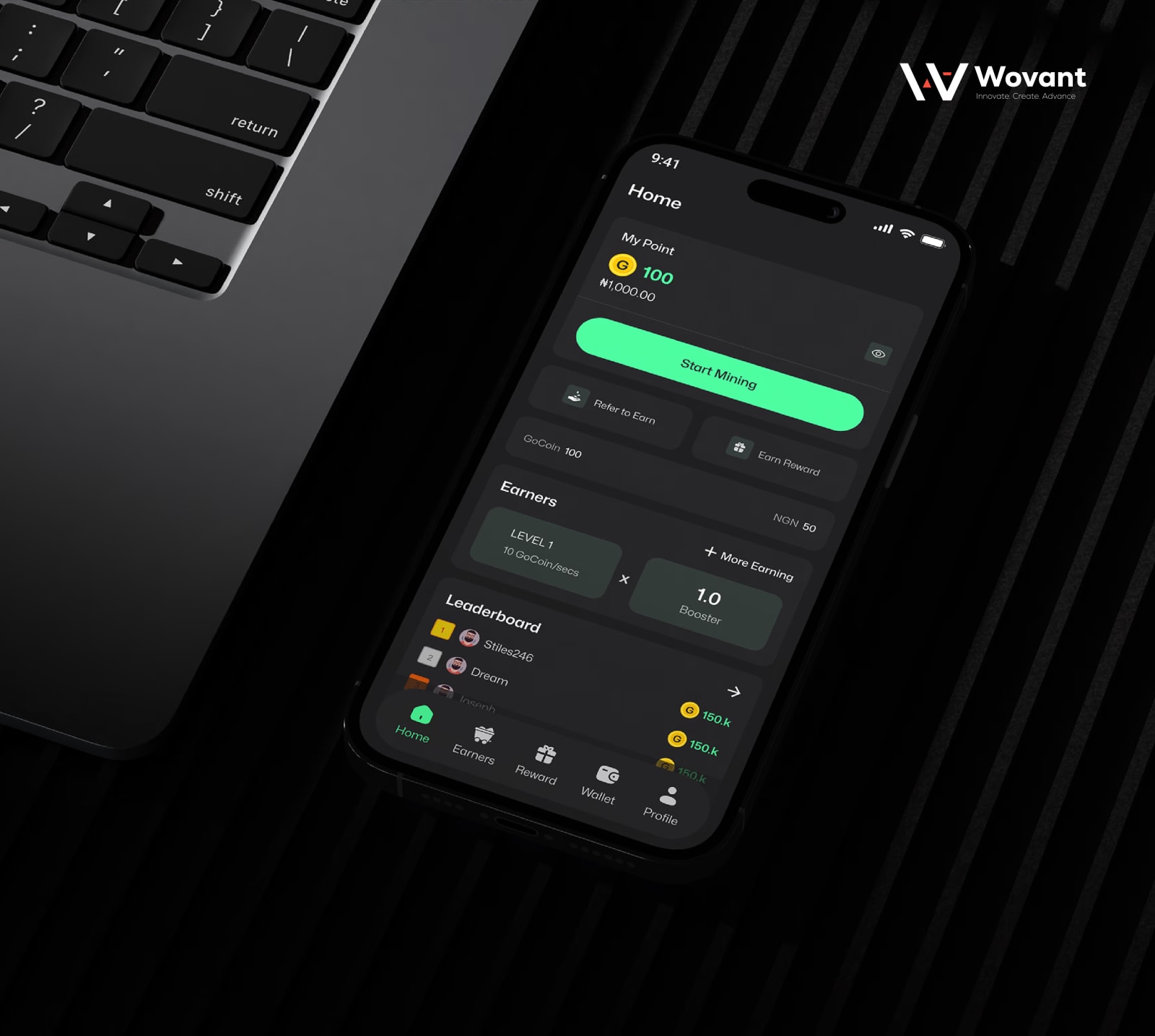GoCoin mining and referral rewards interface