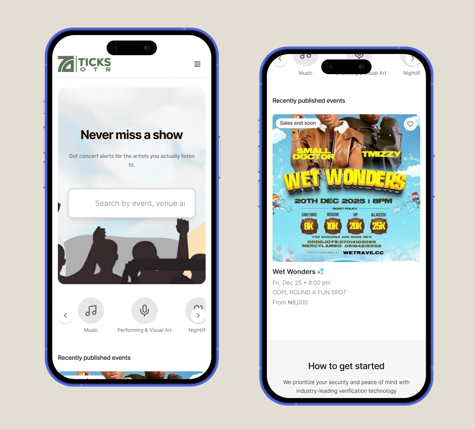 TicksOTR organizer dashboard interface