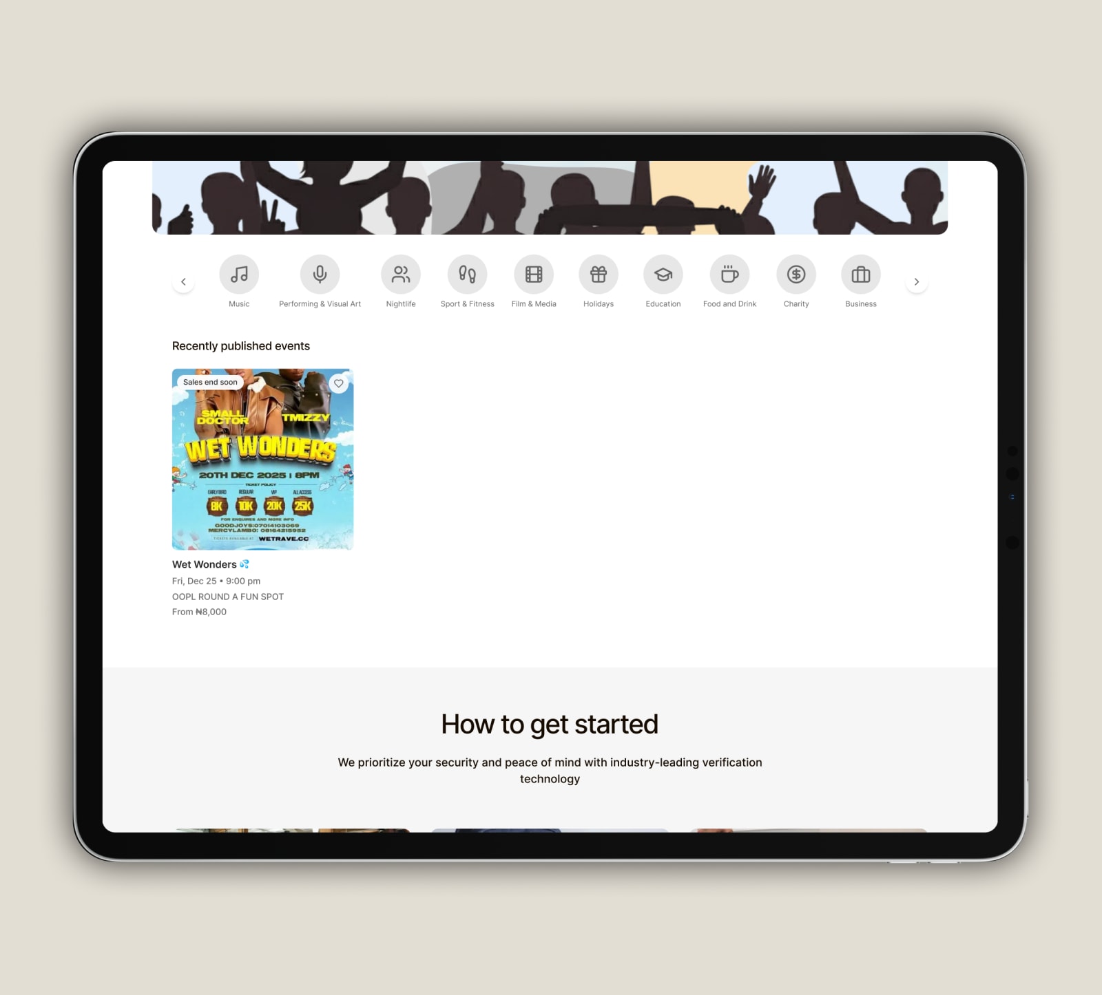 TicksOTR event detail page design