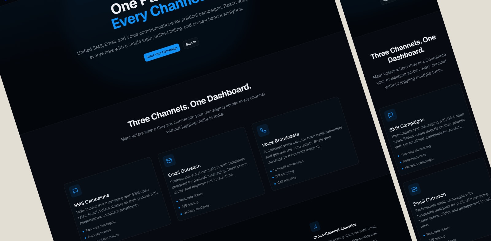 BlueRoots completed campaign communication platform final design showcase
