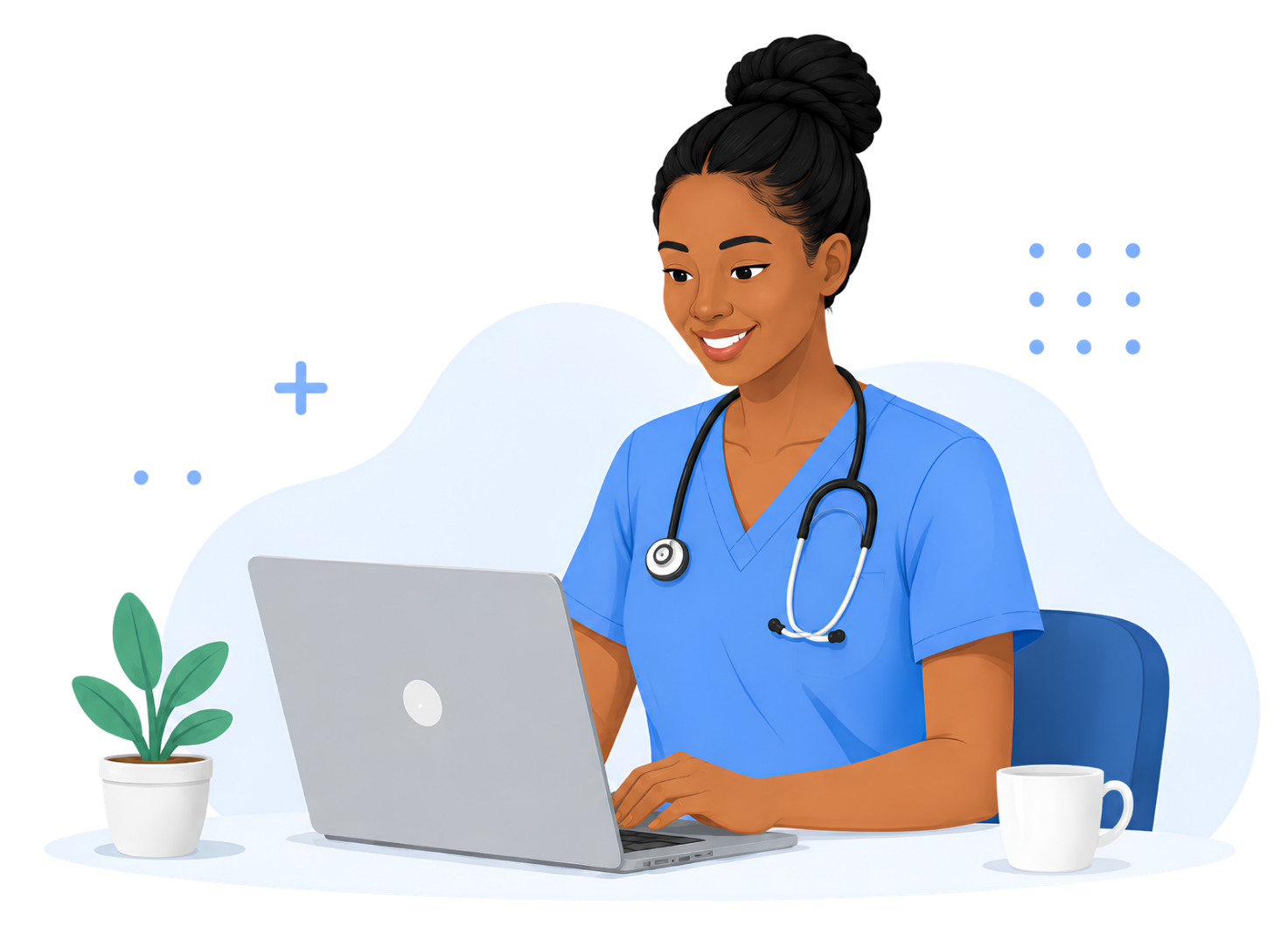 Nurse working on a laptop