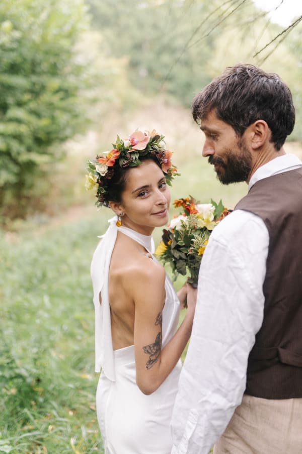 Natural outdoor wedding portrait