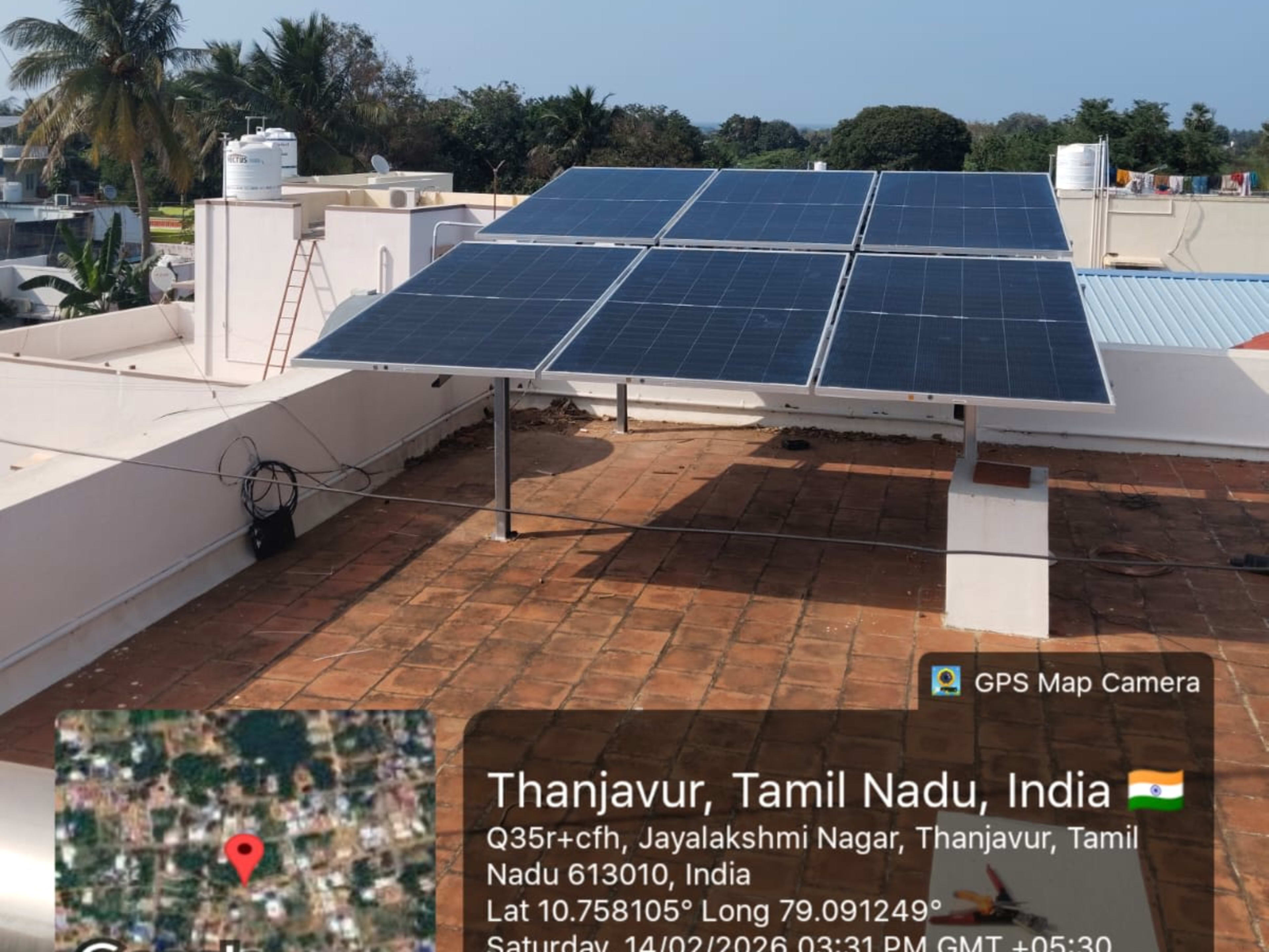 3 KW Residential Solar Installation with Rs.78000 Subsidy — installed by Sri enterprises trichy