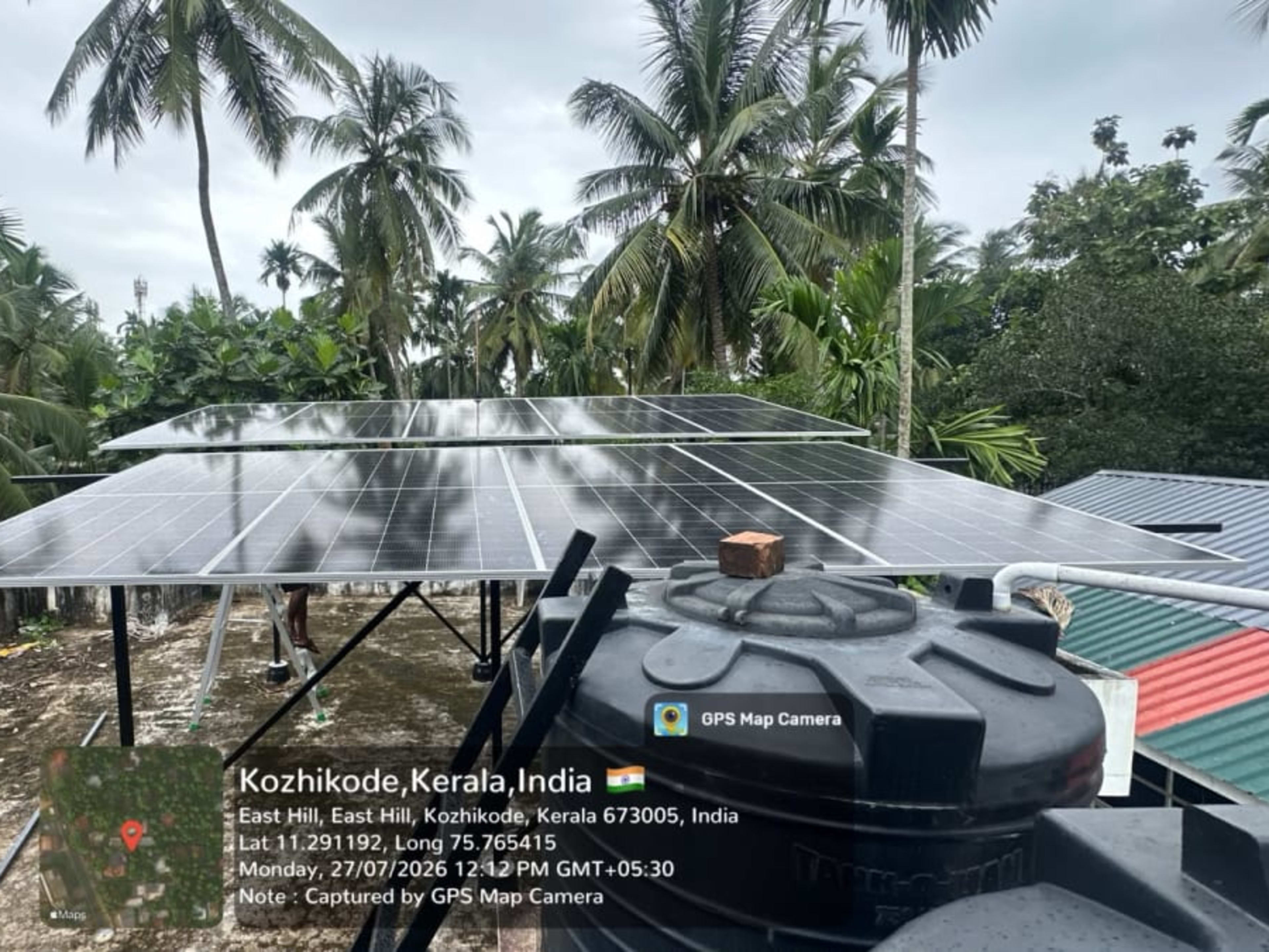 5kW Residential Solar Installation with ₹78,000 subsidy under PM Surya Ghar Yojana at Kozhikode With Solar edge Optimizers — completed solar installation