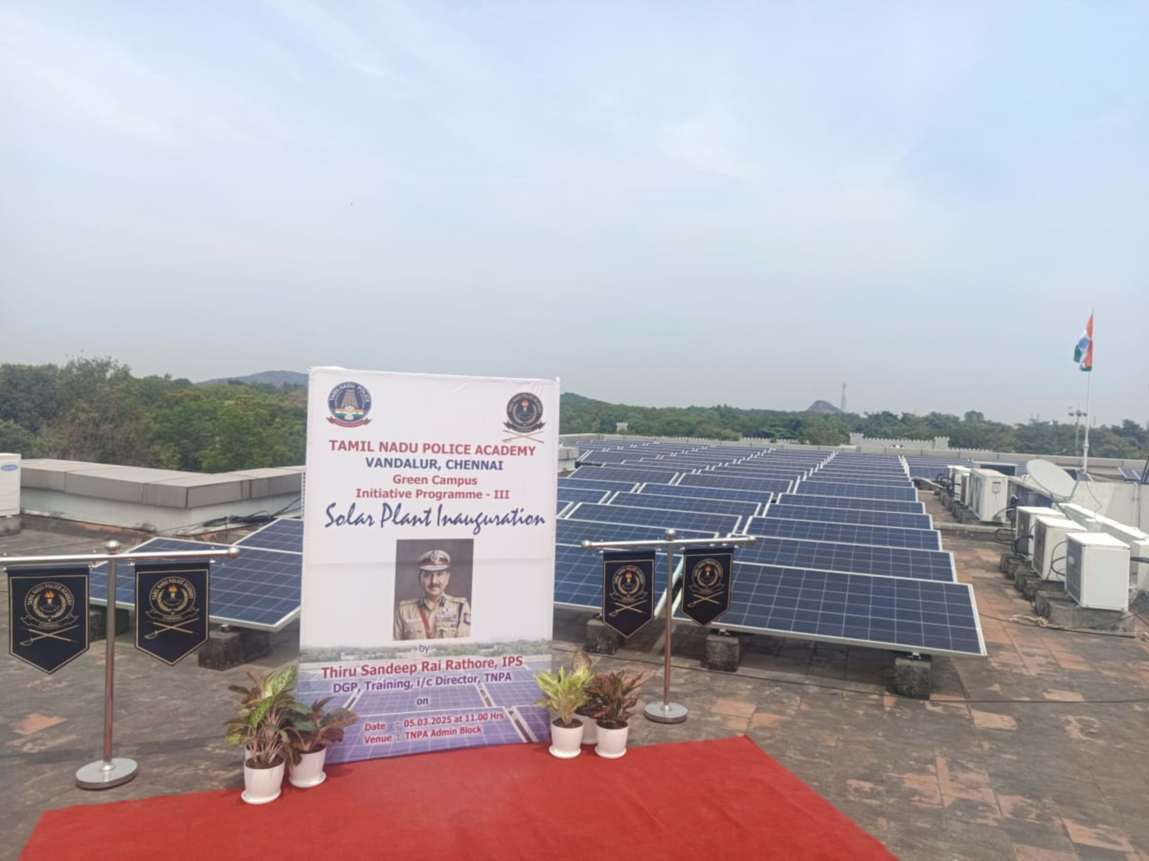 250KW Tamilnadu police academy  — installed by SUNSPOT RENEWABLE ENGINEERING