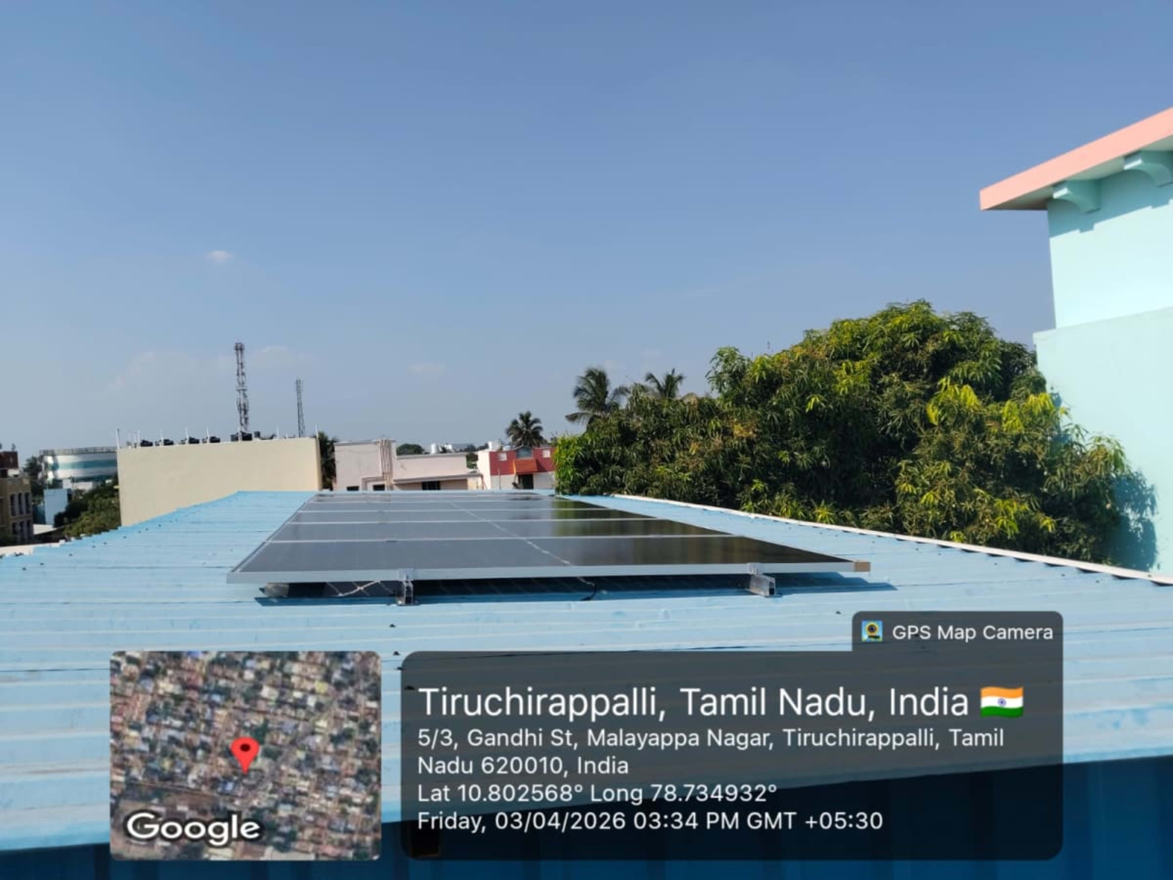 3kW Residential Solar Installation with ₹78,000 subsidy under PM Surya Ghar Yojana at Tiruchirappalli — installed by Sri enterprises trichy