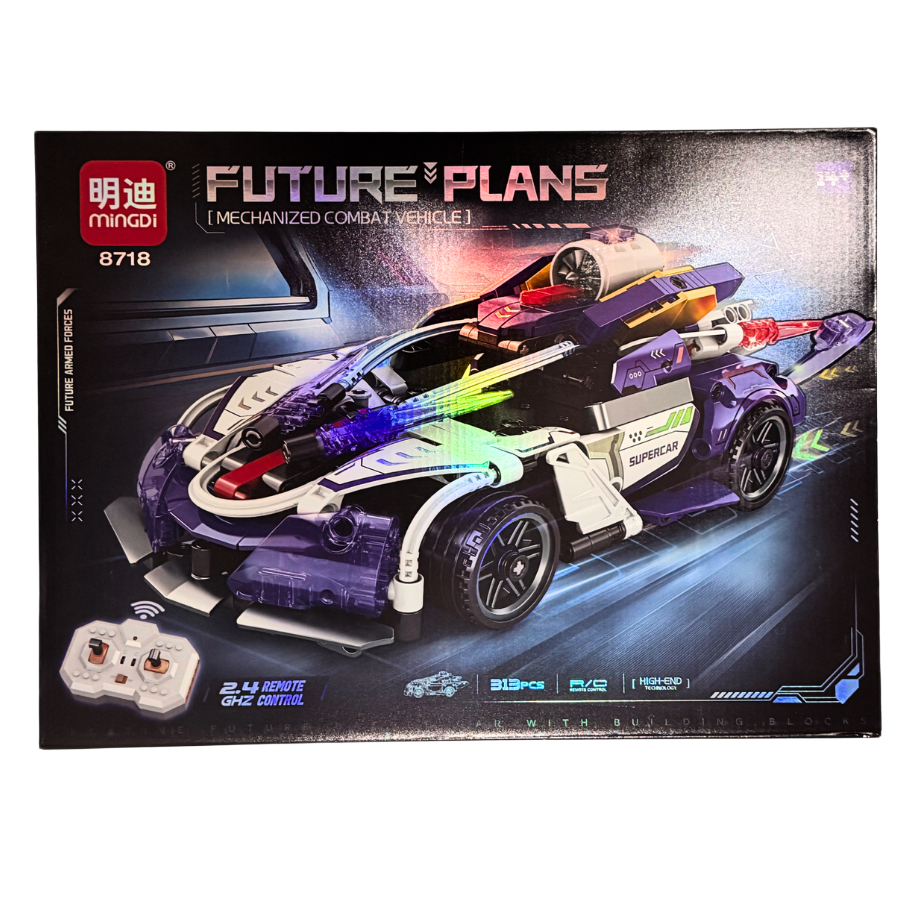 Building Block RC Racing Sports Car | 2.4 Ghz Remote Control | Silver & Purple