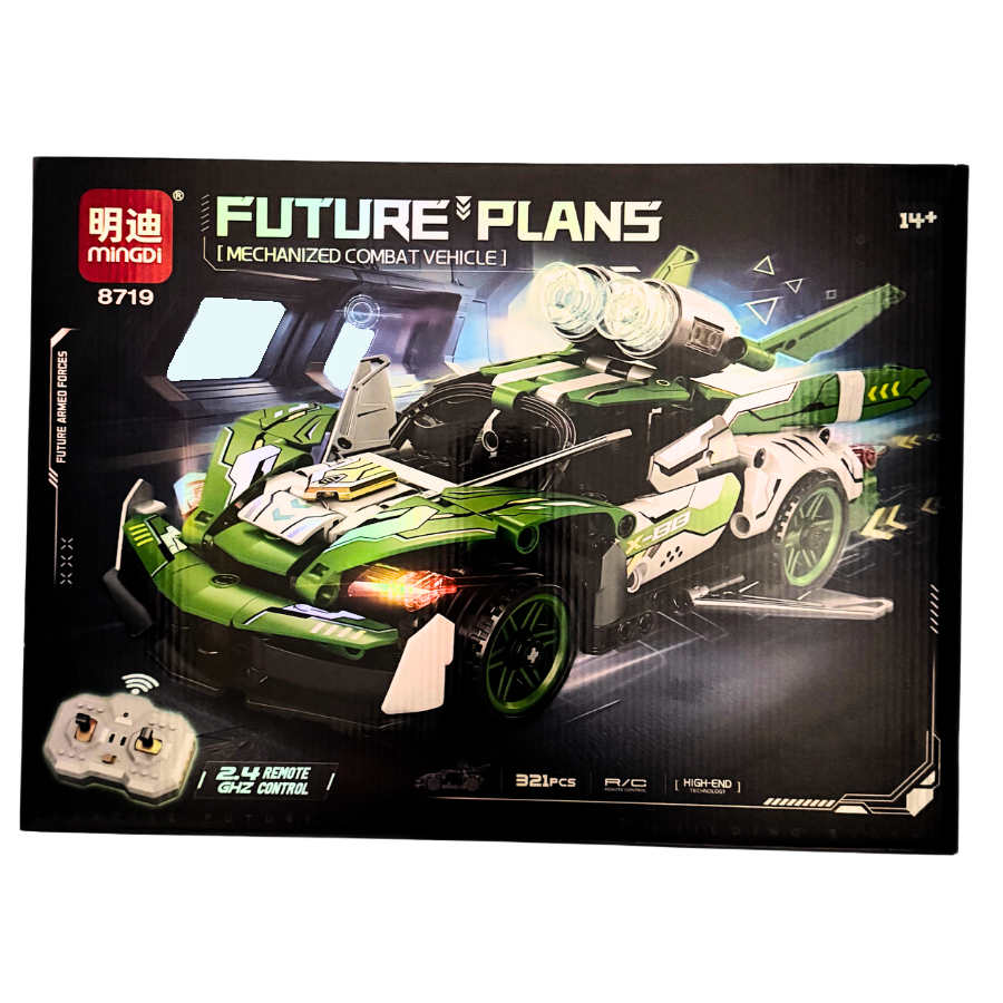 Building Block RC Racing Sports Car | 2.4 Ghz Remote Control | Green & Silver