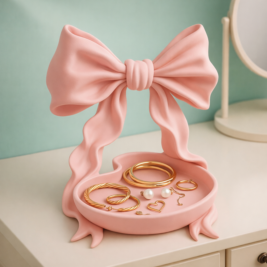 Coquette Bow Ribbon Jewelry Tray