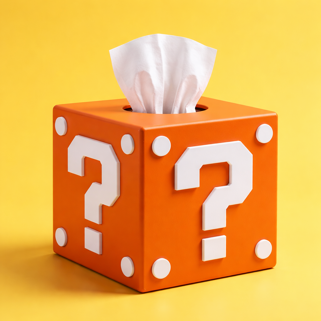 Super Mario Question mark tissue box