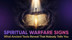 Mystical ancient manuscript with glowing symbols — revealing hidden signs of spiritual warfare documented across centuries