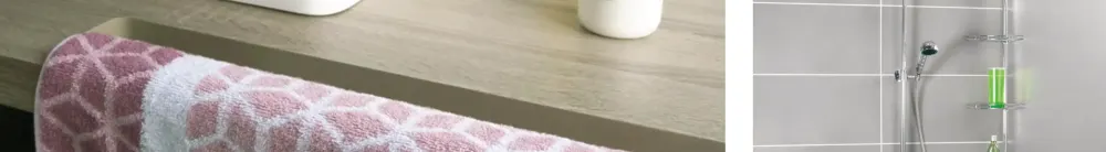 Header Aufbewahrungskorb für Badezimmer Header Badezimmerkorb mit Seife, Handtüchern und dekorativer Pflanze