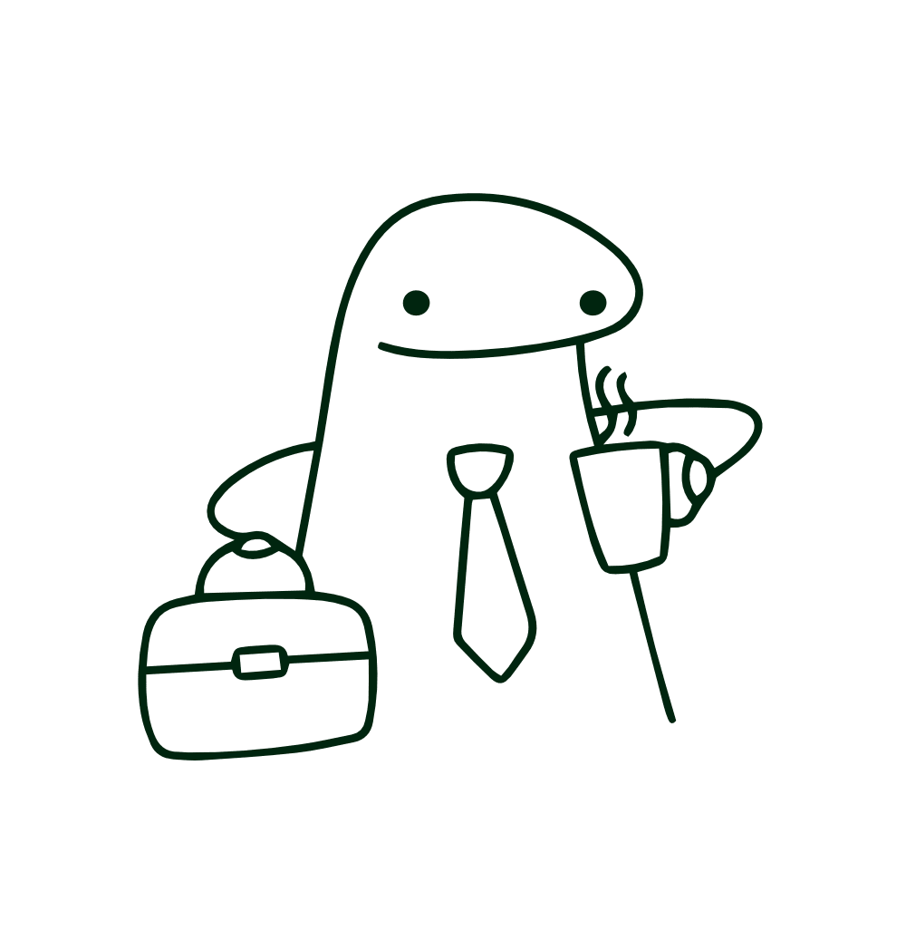 Figur Arbeitsplatz Figur mit Krawatte, Aktentasche und Kaffeetasse