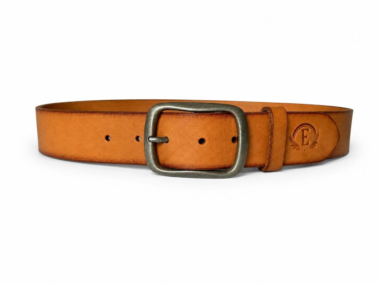 Buy Classic Full Grain Genuine Leather Belt for Men – Tan Brown with Antique Silver Buckle premium leather belt online at Eldurato - Best quality