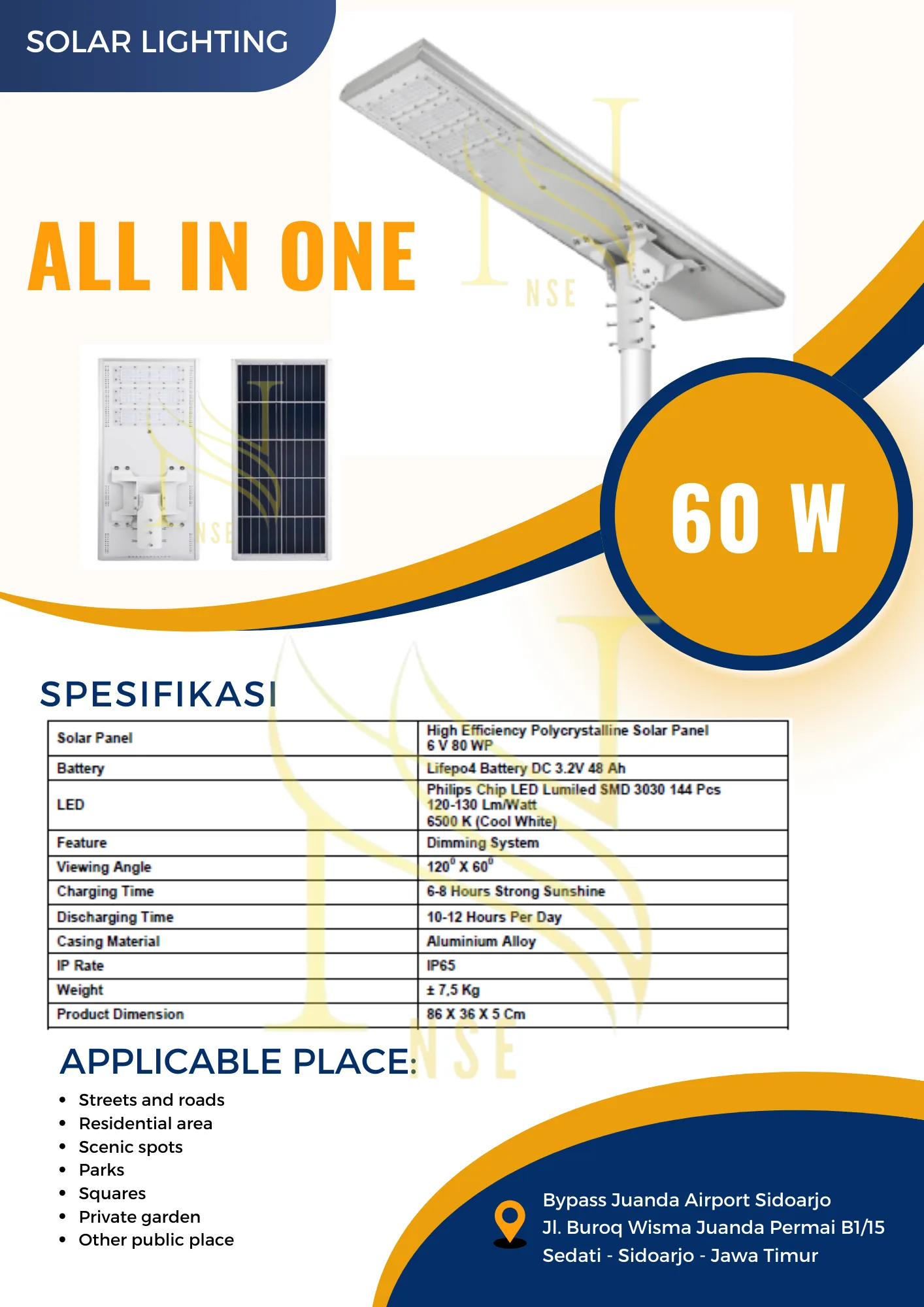 All In One 60W, 80W, 100W - Lampu PJU Tenaga Surya Niscahya