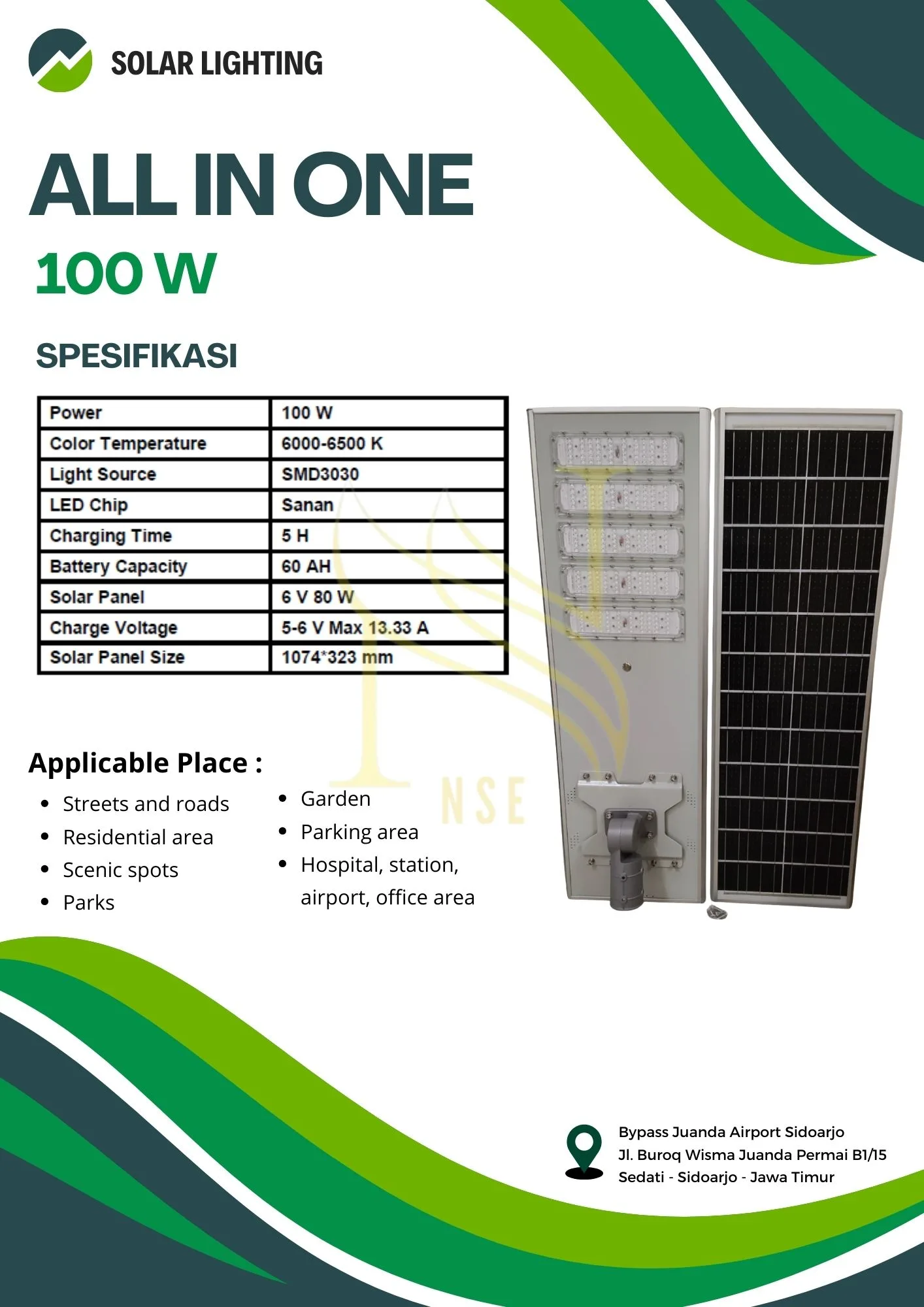 All In One 100W - Lampu PJU Tenaga Surya Niscahya