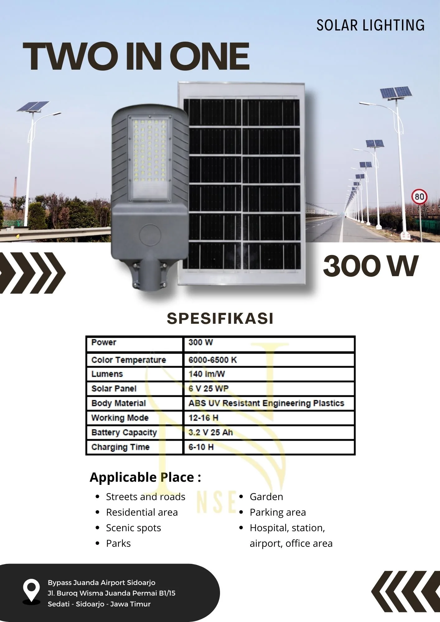 Two in One 300W - Lampu PJU Tenaga Surya Niscahya