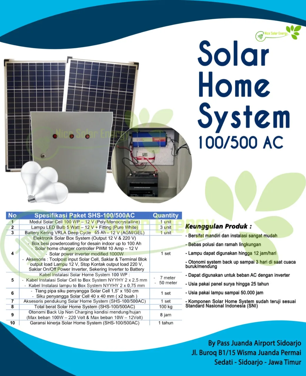 Solar Home System 100/500AC - Lampu PJU Tenaga Surya Niscahya