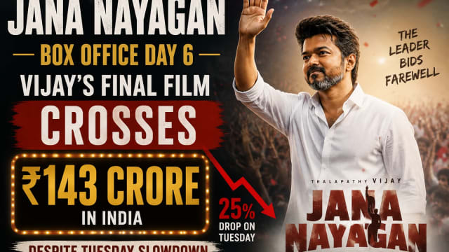 Jana Nayagan Box Office Day 6: Vijay's Final Film Crosses ₹143 Crore in India Despite Tuesday Slowdown
