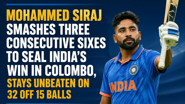 Mohammed Siraj Smashes Three Consecutive Sixes to Seal India’s Win in Colombo, Stays Unbeaten on 32 off 15 Balls