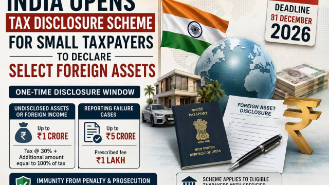 India Opens Tax Disclosure Window for Small Taxpayers to Regularise Select Foreign Assets